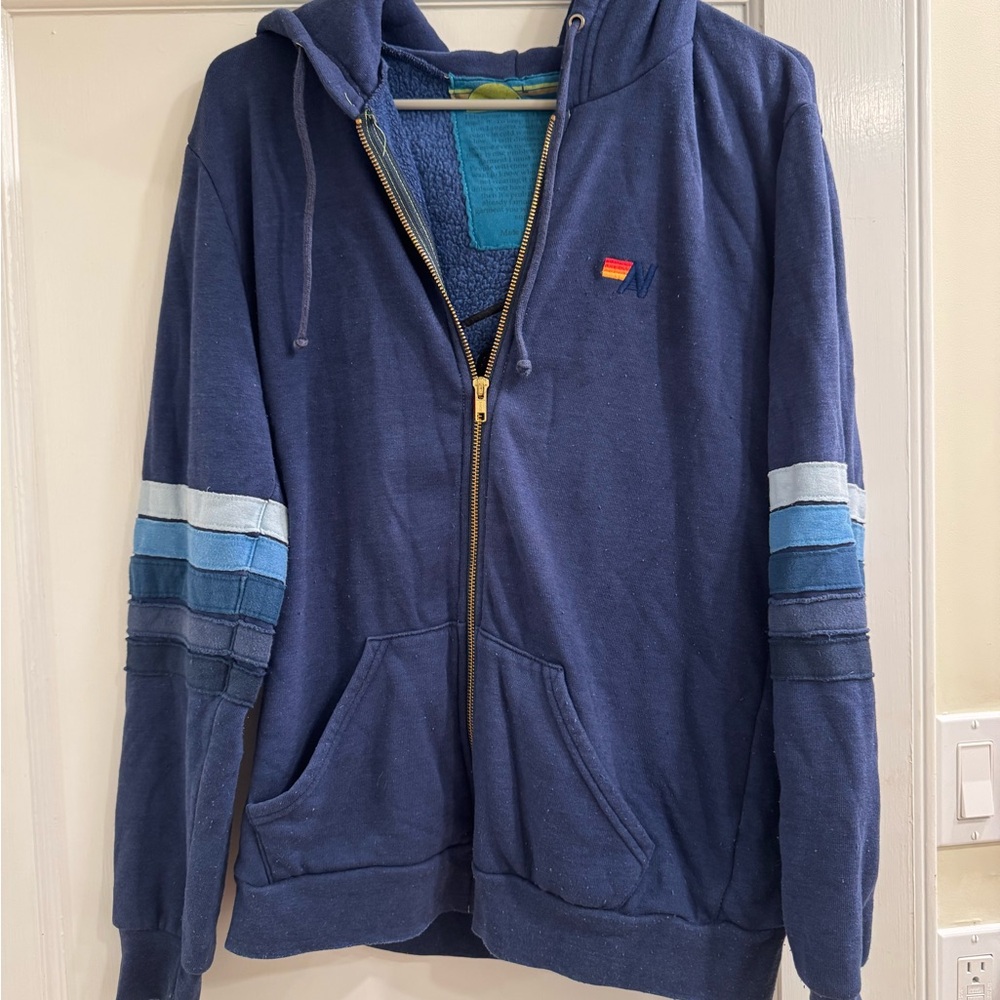 Aviator Nation Blue Smiley Zip up Hoodie
